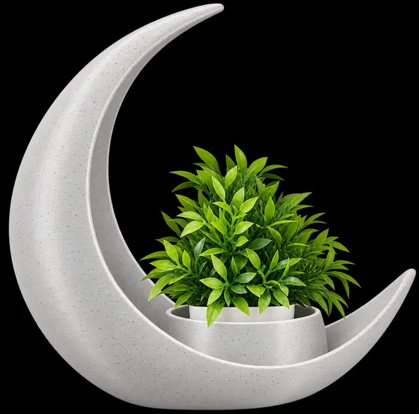 Black_Crescent_Moon_Decorative_Planter_With_Artificial_Plant