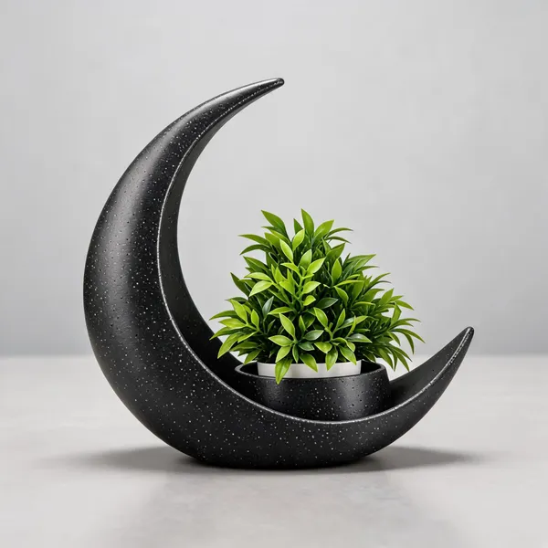 Stone_Crescent_Moon_Decorative_Planter_With_Artificial_Plant