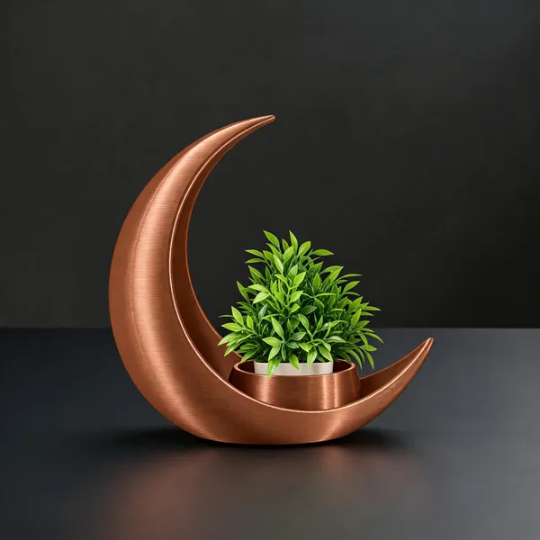 Metallic_Brown_Crescent_Moon_Decorative_Planter_With_Artificial_Plant