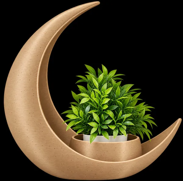 Black_Crescent_Moon_Decorative_Planter_With_Artificial_Plant