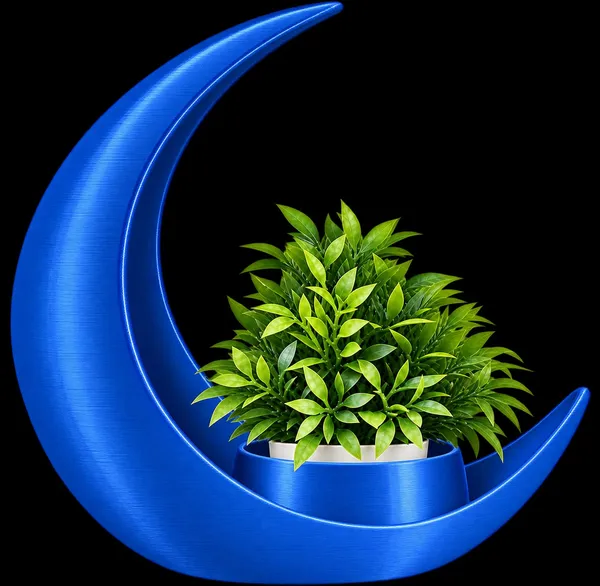 Black_Crescent_Moon_Decorative_Planter_With_Artificial_Plant