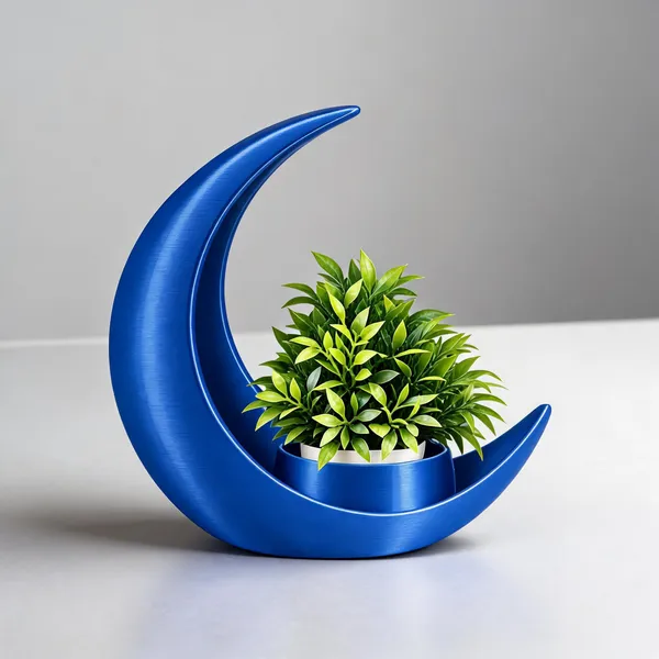 Royal_Blue_Crescent_Moon_Decorative_Planter_With_Artificial_Plant