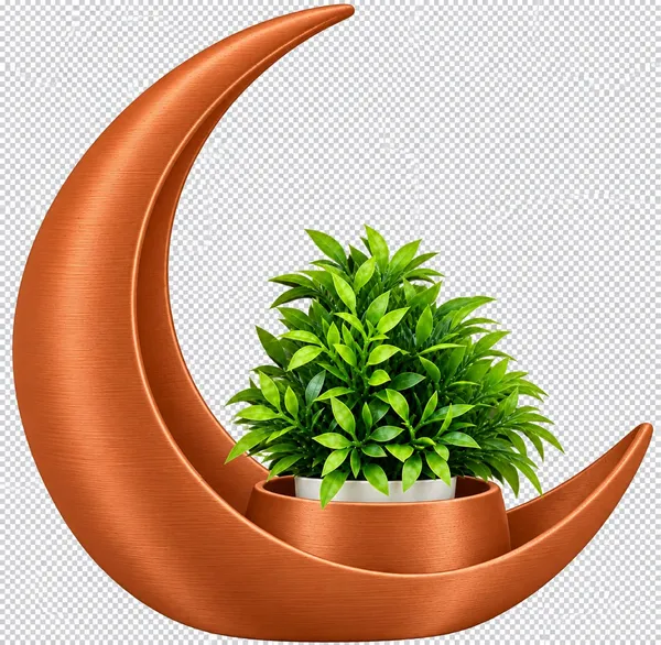 Black_Crescent_Moon_Decorative_Planter_With_Artificial_Plant