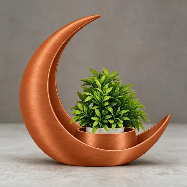 Terracotta_Orange_Crescent_Moon_Decorative_Planter_With_Artificial_Plant