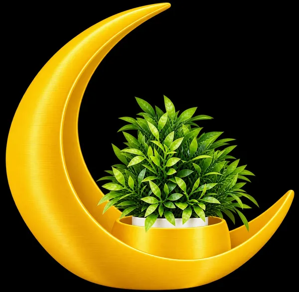 Black_Crescent_Moon_Decorative_Planter_With_Artificial_Plant