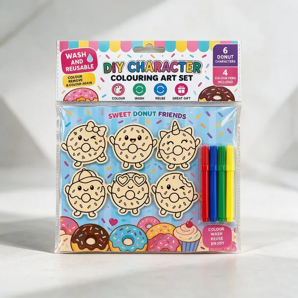 White_Reusable_Donut_Character_Colouring_Art_Set