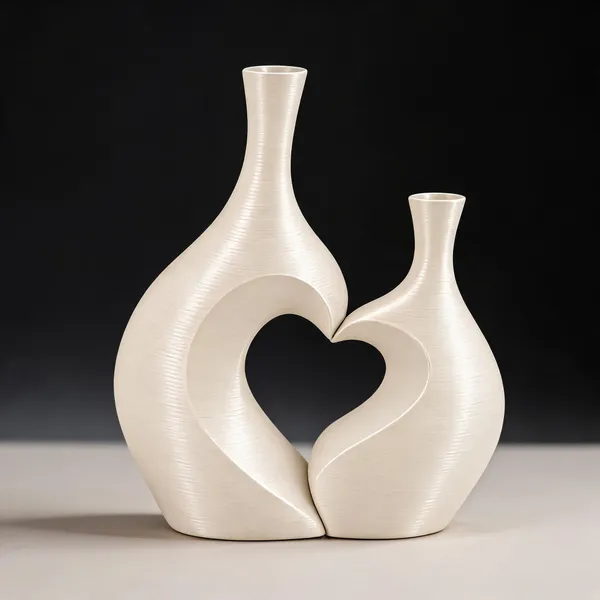 White_3D_Printed_Modern_Sculptural_Wave_Vase