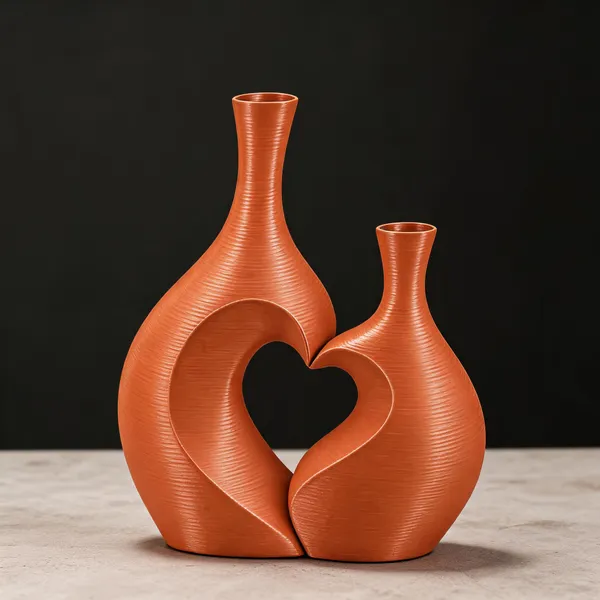 Terracotta_Orange_3D_Printed_Modern_Sculptural_Wave_Vase