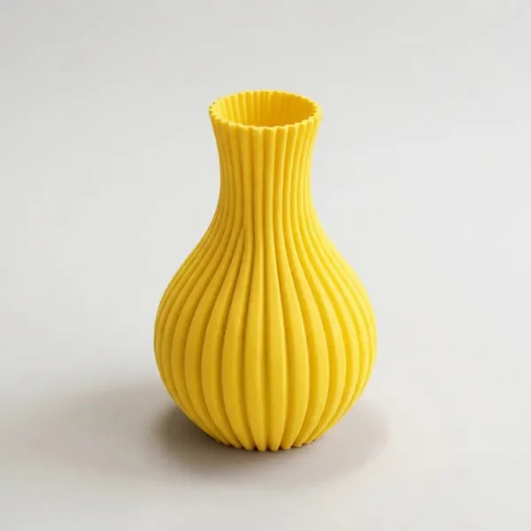 Lemon_Yellow_Ribbed_Decorative_Vase