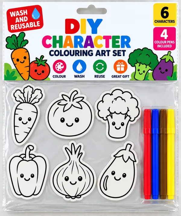 White_Diy_Reusable_Character_Colouring_Art_Set_With_4_Pens