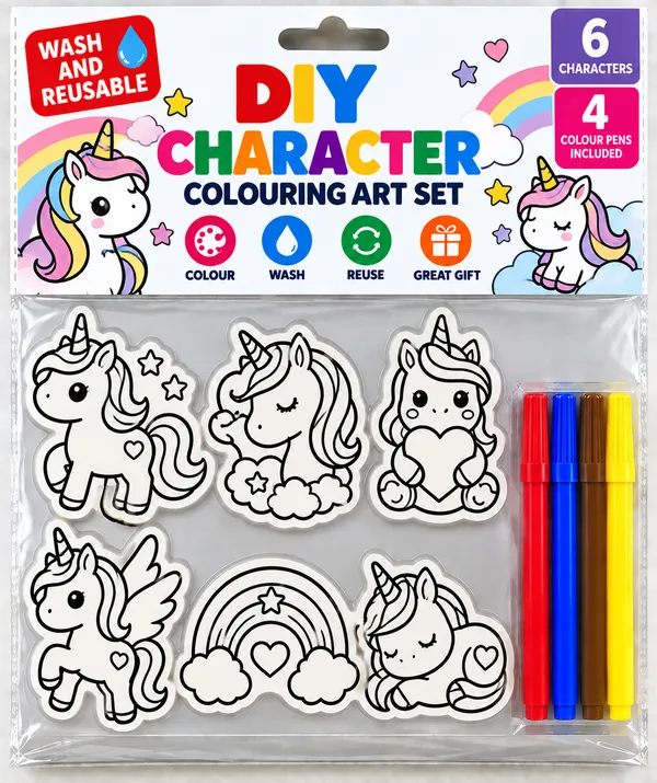 White_Diy_Washable_Unicorn_Character_Colouring_Art_Set