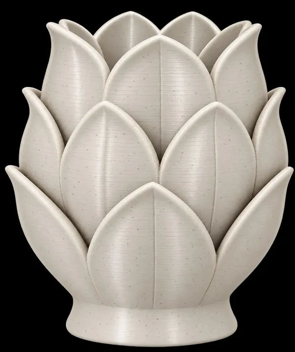 Beige_3D_Printed_Lotus_Design_Decorative_Planter