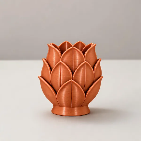 Terracotta_Orange_3D_Printed_Lotus_Design_Decorative_Planter