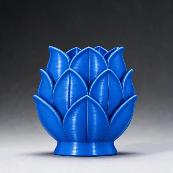 Royal_Blue_3D_Printed_Lotus_Design_Decorative_Planter