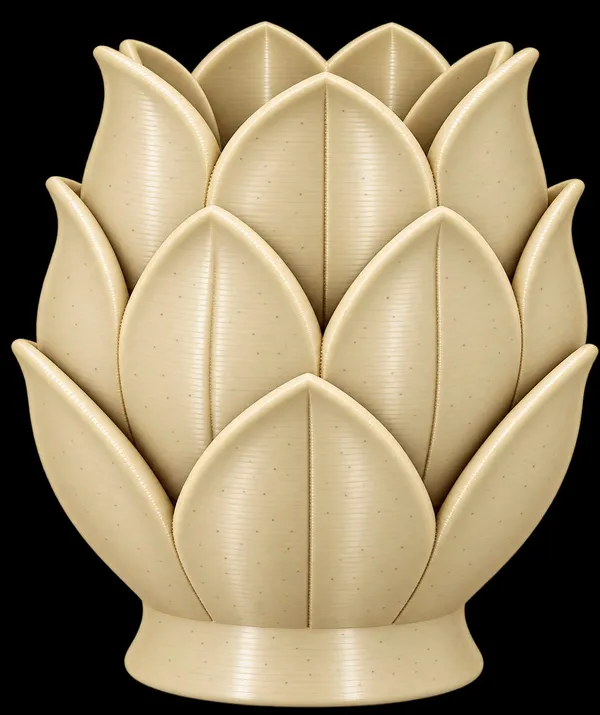 Beige_3D_Printed_Lotus_Design_Decorative_Planter