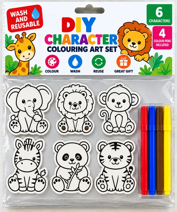 White_Diy_Washable_Reusable_Character_Colouring_Art_Set
