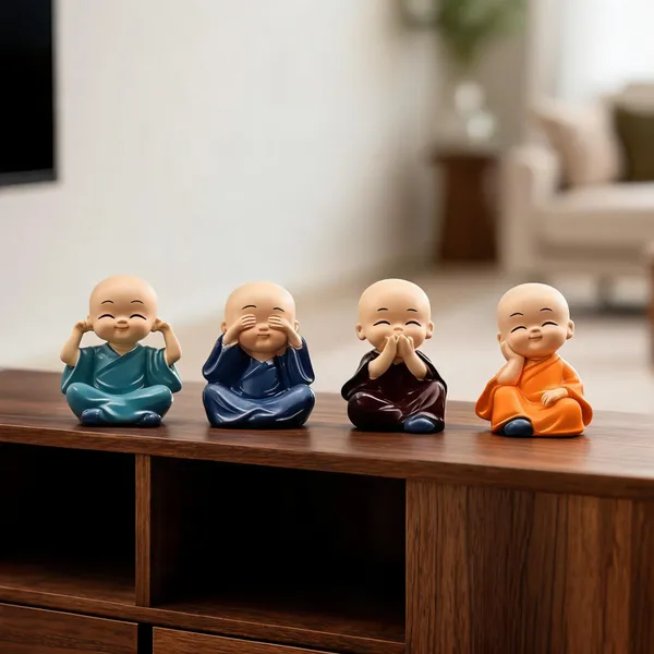 _Set_of_4_Cute_Laughing_Monk_Statues_Dashboard_Showpiece_for_Car,_Home_Decor_Decorative_Showpiece__-__6_cm_(Polyresin,_Multicolor)