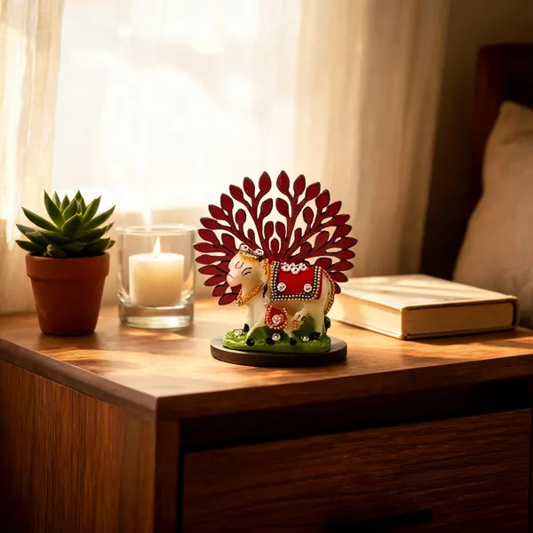 _Decorative_Kamdhenu_Cow_Idol_with_Tree_Backdrop_Decorative_Showpiece__-__4_cm_(Polyresin,_Multicolor)