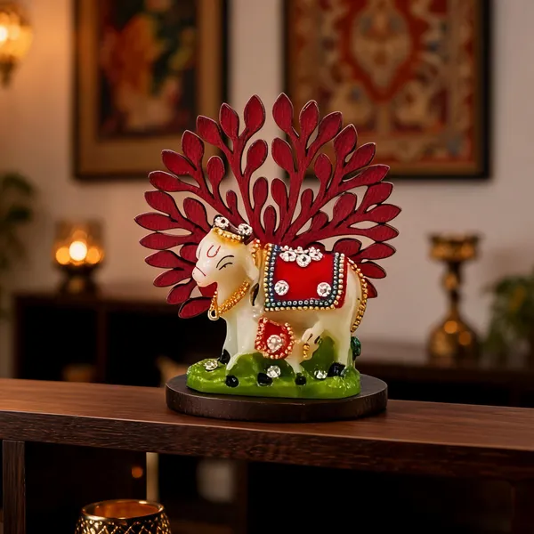 _Decorative_Kamdhenu_Cow_Idol_with_Tree_Backdrop_Decorative_Showpiece__-__4_cm_(Polyresin,_Multicolor)