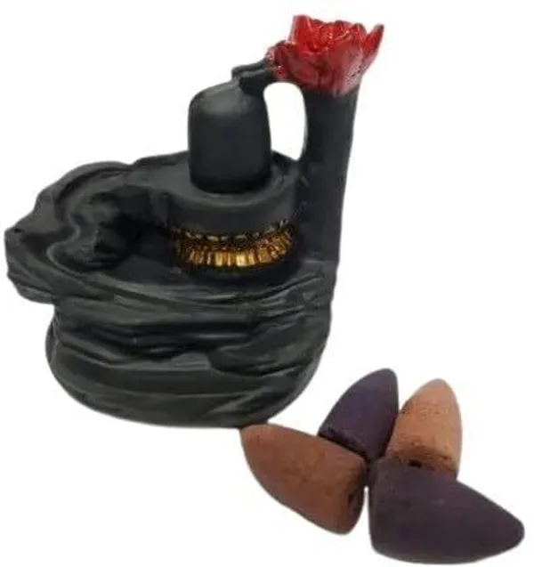 Shivling_Backflow_Incense_Burner_with_Lotus_Design_–_Black_&_Red_Polyresin_Polyresin_Incense_Holder_(Black)