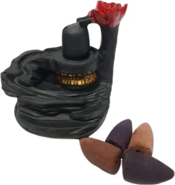Shivling_Backflow_Incense_Burner_with_Lotus_Design_–_Black_&_Red_Polyresin_Polyresin_Incense_Holder_(Black)