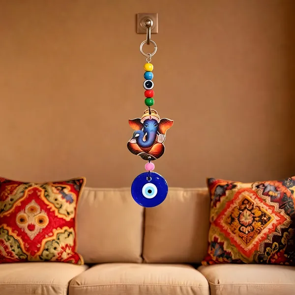 _Lord_Ganesha_Evil_Eye_Wall/Door_Hanging_|_Nazar_Battu_Decorative_Showpiece__-__20_cm_(Plastic,_Blue)