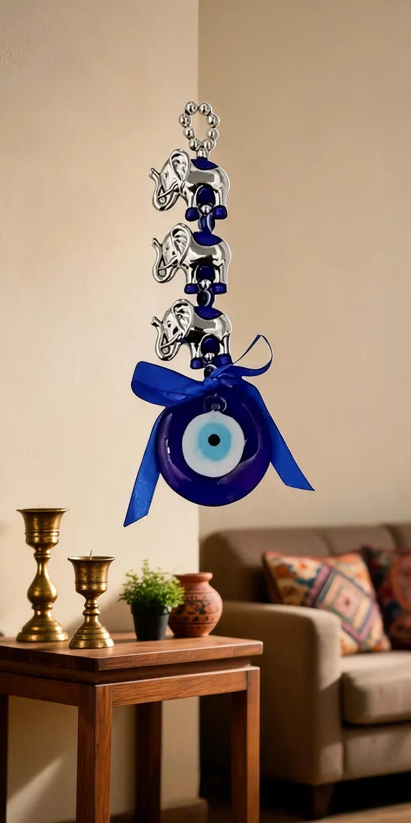 _Metal_Elephant_Evil_Eye_Wall/Door_Hanging_Nazar_Battu_for_Home_Protection_Decorative_Showpiece__-__20_cm_(Metal,_Blue)