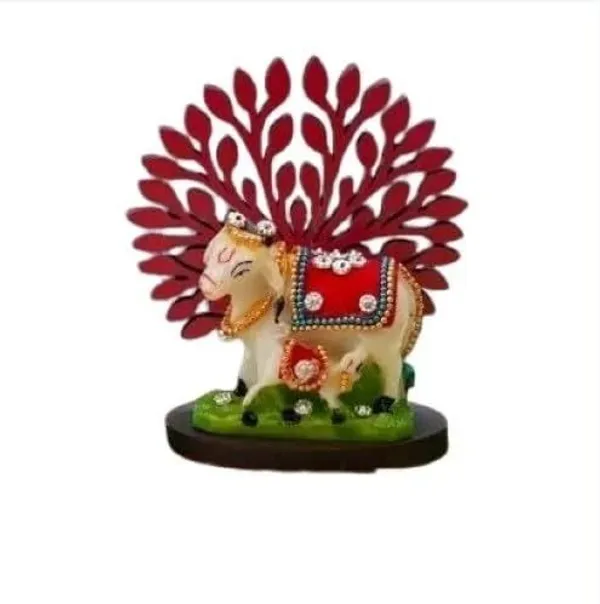 _Decorative_Kamdhenu_Cow_Idol_with_Tree_Backdrop_Decorative_Showpiece__-__4_cm_(Polyresin,_Multicolor)