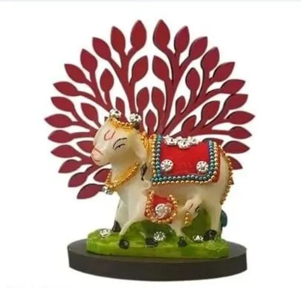 _Decorative_Kamdhenu_Cow_Idol_with_Tree_Backdrop_Decorative_Showpiece__-__4_cm_(Polyresin,_Multicolor)
