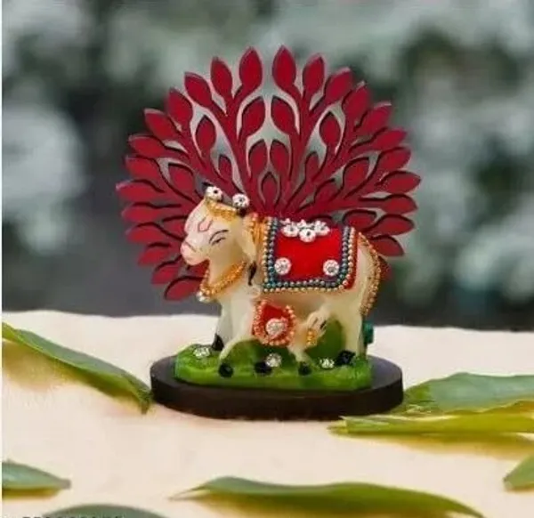 _Decorative_Kamdhenu_Cow_Idol_with_Tree_Backdrop_Decorative_Showpiece__-__4_cm_(Polyresin,_Multicolor)