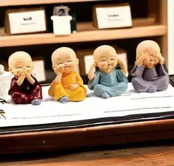 _Set_of_4_Cute_Laughing_Monk_Statues_Dashboard_Showpiece_for_Car,_Home_Decor_Decorative_Showpiece__-__6_cm_(Polyresin,_Multicolor)