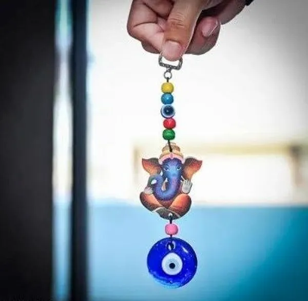_Lord_Ganesha_Evil_Eye_Wall/Door_Hanging_|_Nazar_Battu_Decorative_Showpiece__-__20_cm_(Plastic,_Blue)