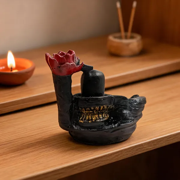 Shivling_Backflow_Incense_Burner_with_Lotus_Design_–_Black_&_Red_Polyresin_Polyresin_Incense_Holder_(Black)