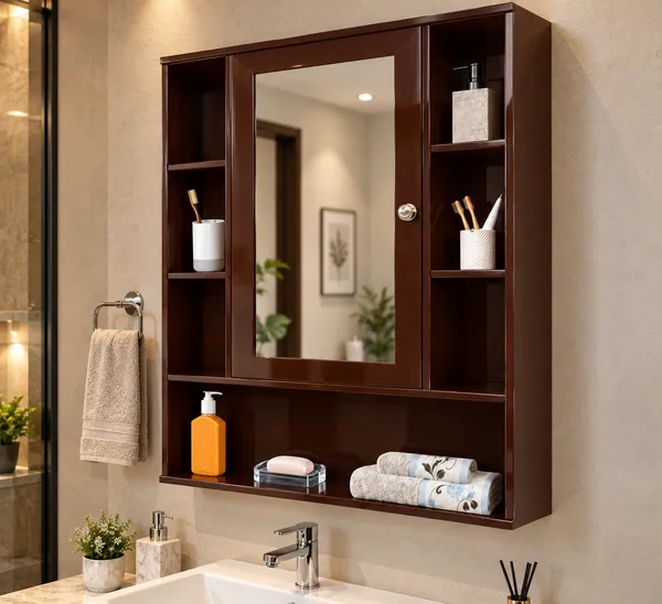 CraftSaura_Premium_Wooden_Bathroom_Mirror_Cabinet_with_Storage_Shelves