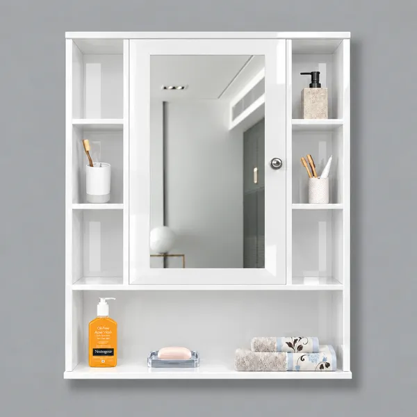 CraftSaura_Premium_Wooden_Bathroom_Mirror_Cabinet_with_Storage_Shelves