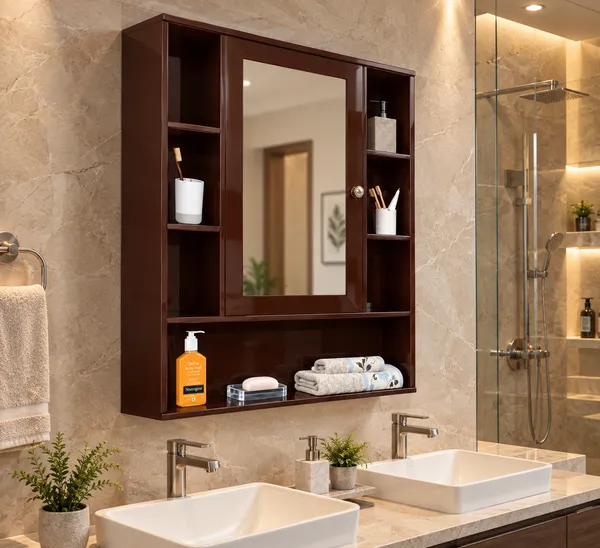 CraftSaura_Premium_Wooden_Bathroom_Mirror_Cabinet_with_Storage_Shelves