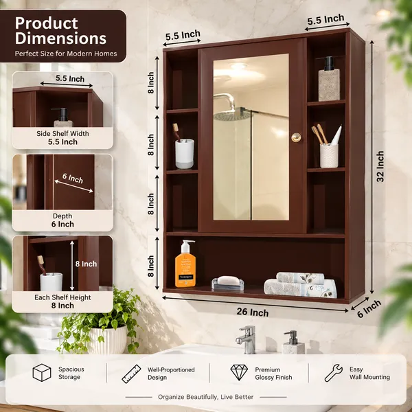 CraftSaura_Premium_Wooden_Bathroom_Mirror_Cabinet_with_Storage_Shelves