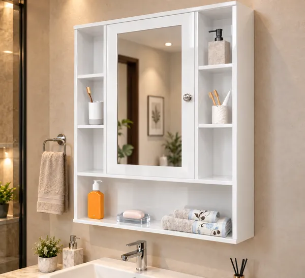 CraftSaura_Premium_Wooden_Bathroom_Mirror_Cabinet_with_Storage_Shelves