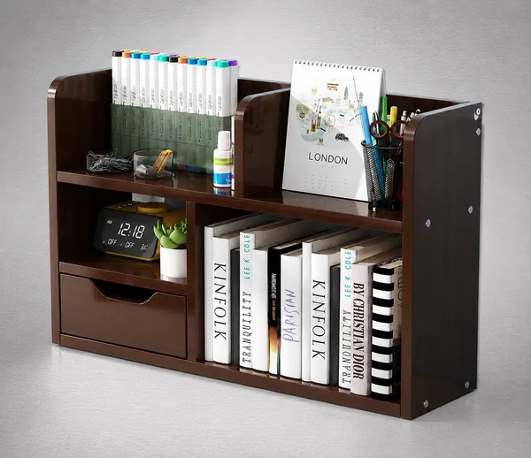 CraftSaura_Wooden_Desktop_Organizer_&_Bookshelf_with_Drawer