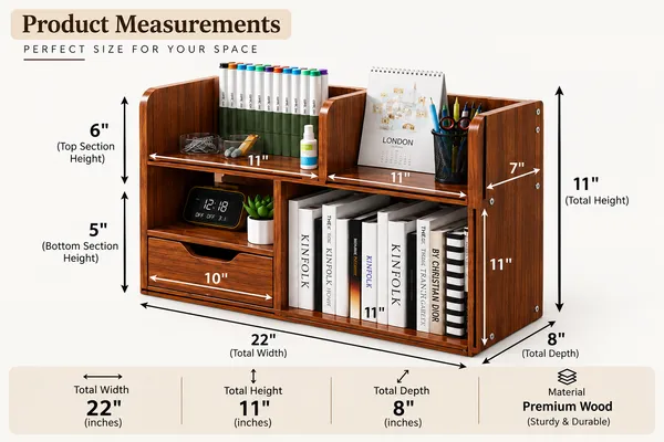CraftSaura_Wooden_Desktop_Organizer_&_Bookshelf_with_Drawer
