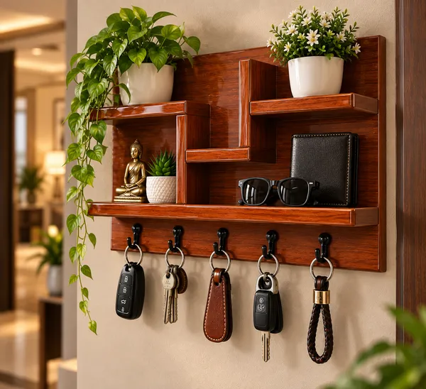 Craftsaura__Premium_Wooden_Wall_Mounted_Key_Holder_with_Decorative_Shelves_|_4nHooks_|_Luxury_Home_Entrance_Organizer