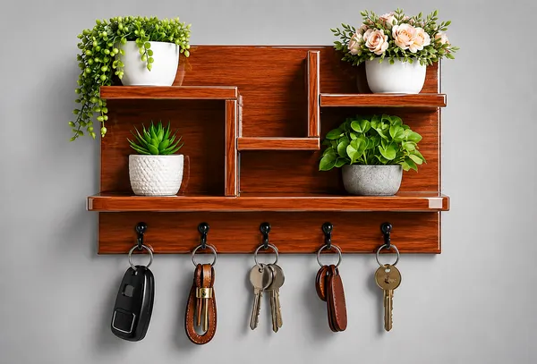Craftsaura__Premium_Wooden_Wall_Mounted_Key_Holder_with_Decorative_Shelves_|_4nHooks_|_Luxury_Home_Entrance_Organizer