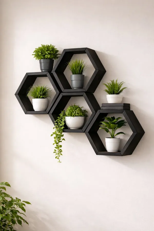 Craftsaura__Wooden_Hexagon_Wall_Shelves_(Set_of_4)_|_Honeycomb_Floating_Wall_Planter_&_Décor_Shelves