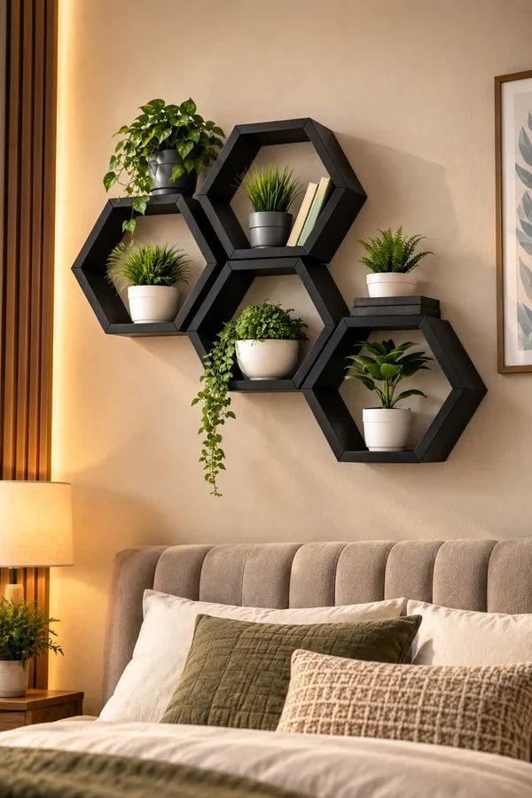 Craftsaura__Wooden_Hexagon_Wall_Shelves_(Set_of_4)_|_Honeycomb_Floating_Wall_Planter_&_Décor_Shelves