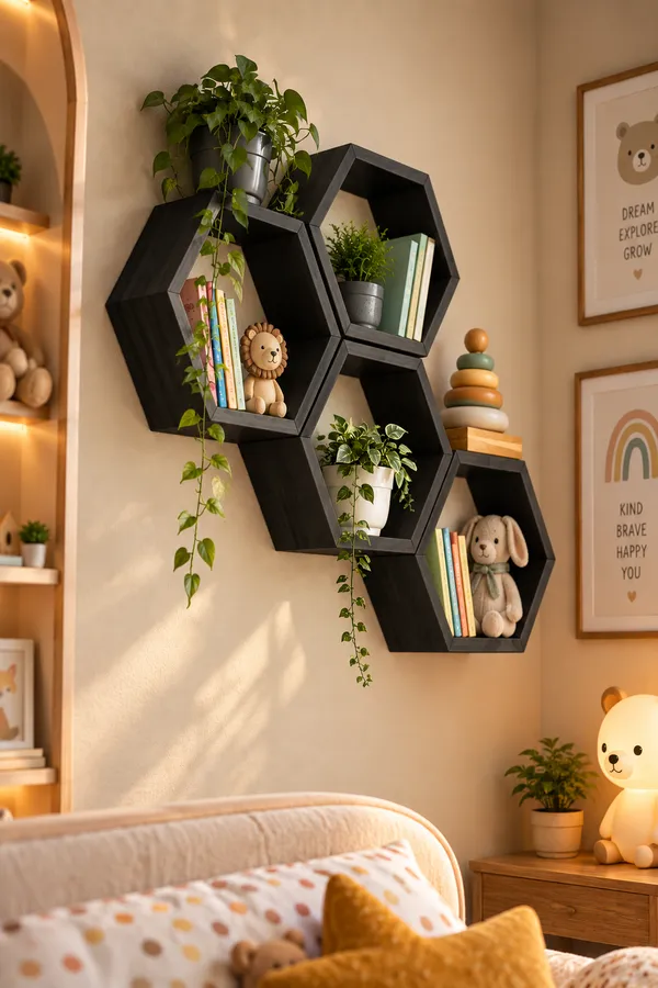 Craftsaura__Wooden_Hexagon_Wall_Shelves_(Set_of_4)_|_Honeycomb_Floating_Wall_Planter_&_Décor_Shelves