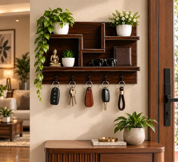 Craftsaura__Premium_Wooden_Wall_Mounted_Key_Holder_with_Decorative_Shelves_|_4nHooks_|_Luxury_Home_Entrance_Organizer