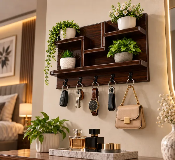 Craftsaura__Premium_Wooden_Wall_Mounted_Key_Holder_with_Decorative_Shelves_|_4nHooks_|_Luxury_Home_Entrance_Organizer