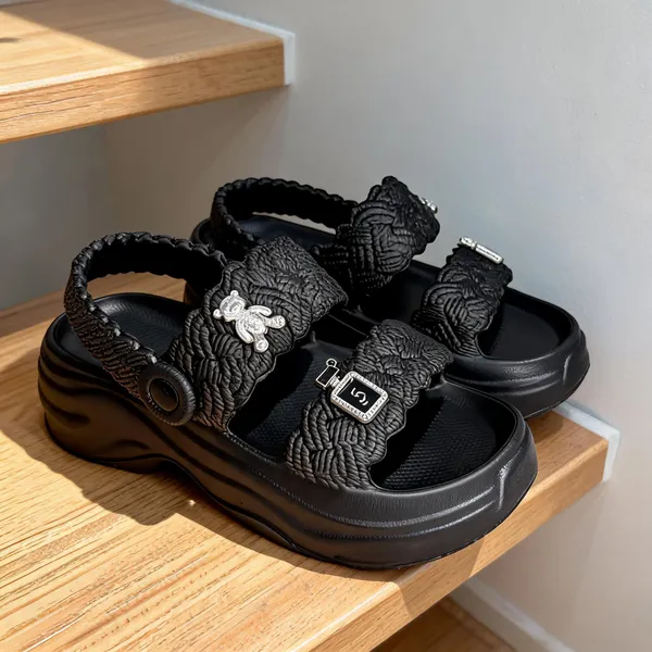 Black_Eva_Textured_Dual_Strap_Platform_Sandals_For_Women