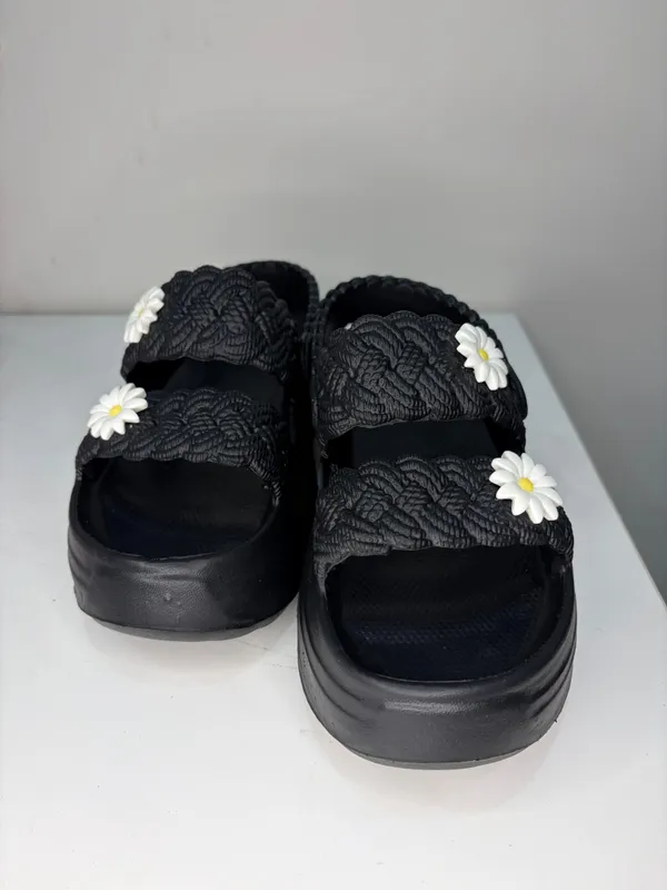 Black_Eva_Textured_Double_Strap_Platform_Sliders_For_Women