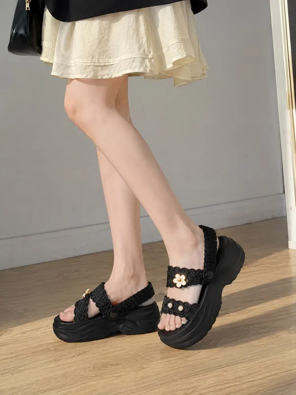 Black_Eva_Braided_Floral_Platform_Sandals_For_Women